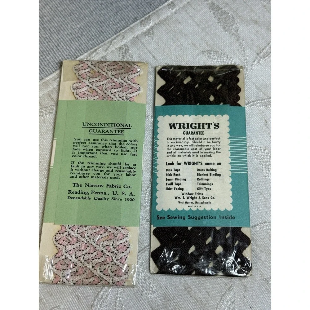 Vintage Nufashond & Wright's Rick Rack | Mercerized Cotton Trims | 15¢ Packaging